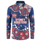 Personalized Sydney Roosters Button Sweatshirt Aboriginal Pattern with Graffiti Style Design