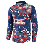 Personalized Sydney Roosters Button Sweatshirt Aboriginal Pattern with Graffiti Style Design