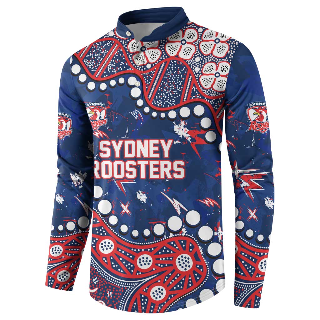 Personalized Sydney Roosters Button Sweatshirt Aboriginal Pattern with Graffiti Style Design