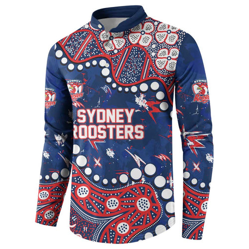 Personalized Sydney Roosters Button Sweatshirt Aboriginal Pattern with Graffiti Style Design