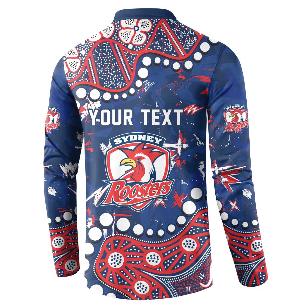 Personalized Sydney Roosters Button Sweatshirt Aboriginal Pattern with Graffiti Style Design