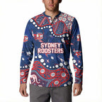Personalized Sydney Roosters Button Sweatshirt Aboriginal Pattern with Graffiti Style Design