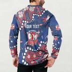 Personalized Sydney Roosters Button Sweatshirt Aboriginal Pattern with Graffiti Style Design