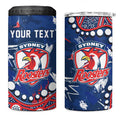 Personalized Sydney Roosters 4 in 1 Can Cooler Tumbler Aboriginal Pattern with Graffiti Style Design