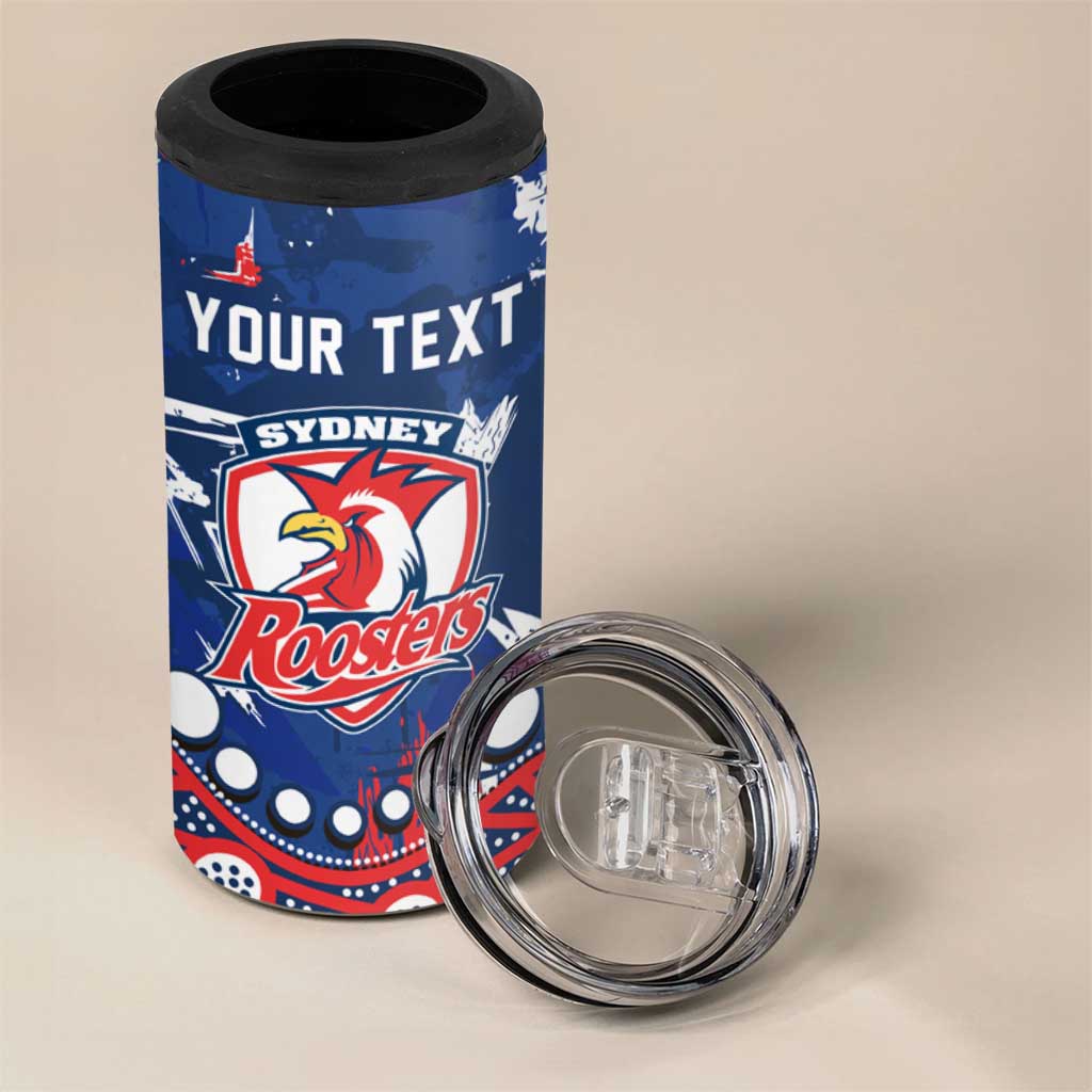 Personalized Sydney Roosters 4 in 1 Can Cooler Tumbler Aboriginal Pattern with Graffiti Style Design