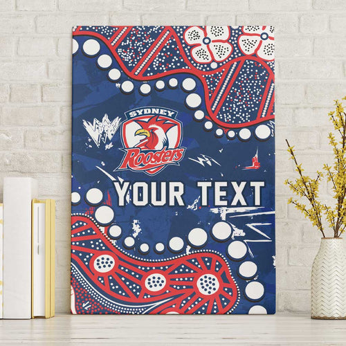 Personalized Sydney Roosters Canvas Wall Art Aboriginal Pattern with Graffiti Style Design