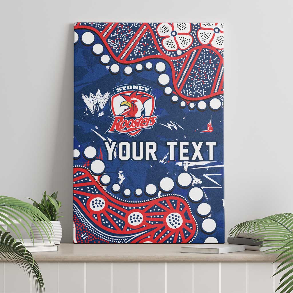 Personalized Sydney Roosters Canvas Wall Art Aboriginal Pattern with Graffiti Style Design