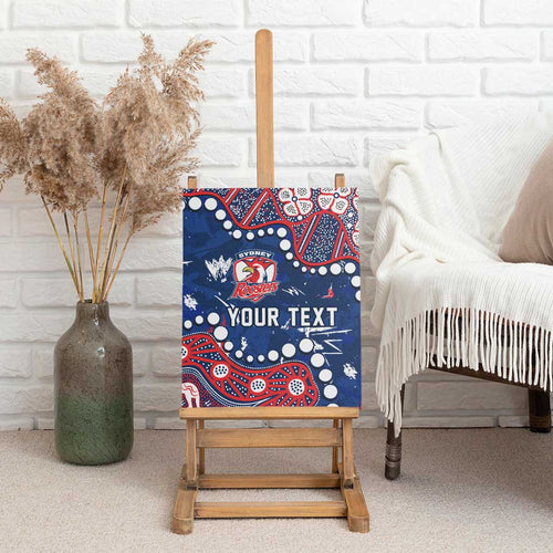 Personalized Sydney Roosters Canvas Wall Art Aboriginal Pattern with Graffiti Style Design
