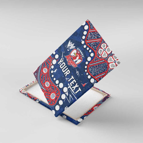 Personalized Sydney Roosters Canvas Wall Art Aboriginal Pattern with Graffiti Style Design