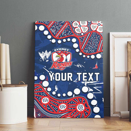 Personalized Sydney Roosters Canvas Wall Art Aboriginal Pattern with Graffiti Style Design