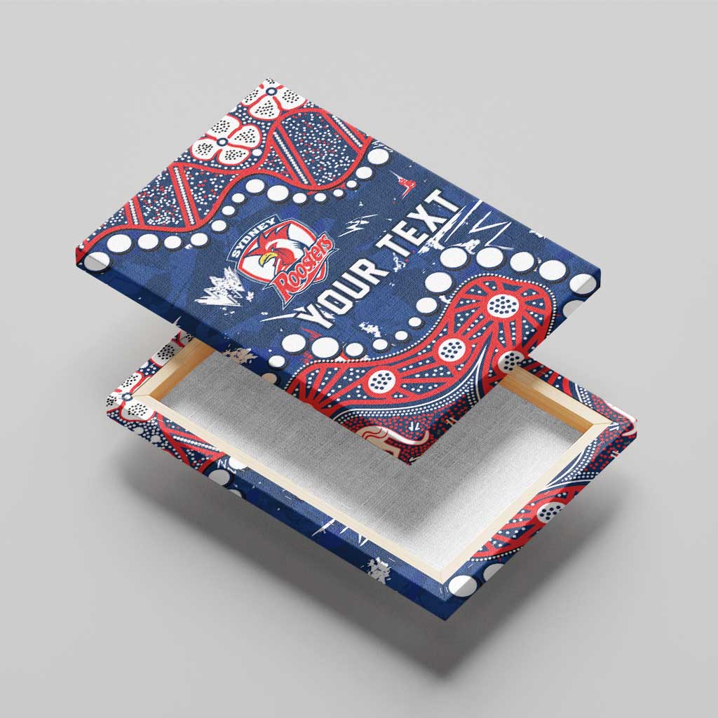 Personalized Sydney Roosters Canvas Wall Art Aboriginal Pattern with Graffiti Style Design