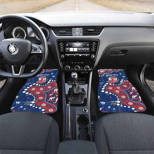 Personalized Sydney Roosters Car Mats Aboriginal Pattern with Graffiti Style Design
