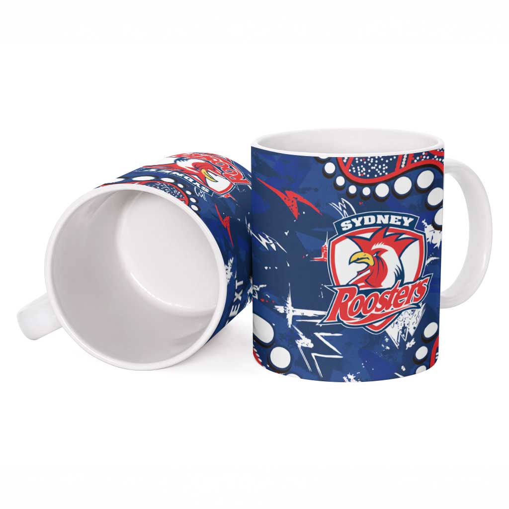 Personalized Sydney Roosters Ceramic Mug Aboriginal Pattern with Graffiti Style Design