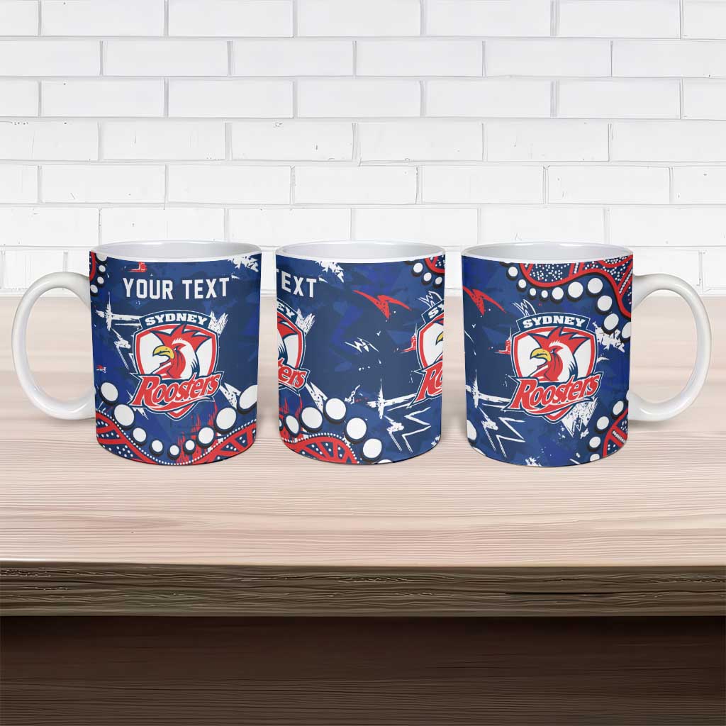 Personalized Sydney Roosters Ceramic Mug Aboriginal Pattern with Graffiti Style Design