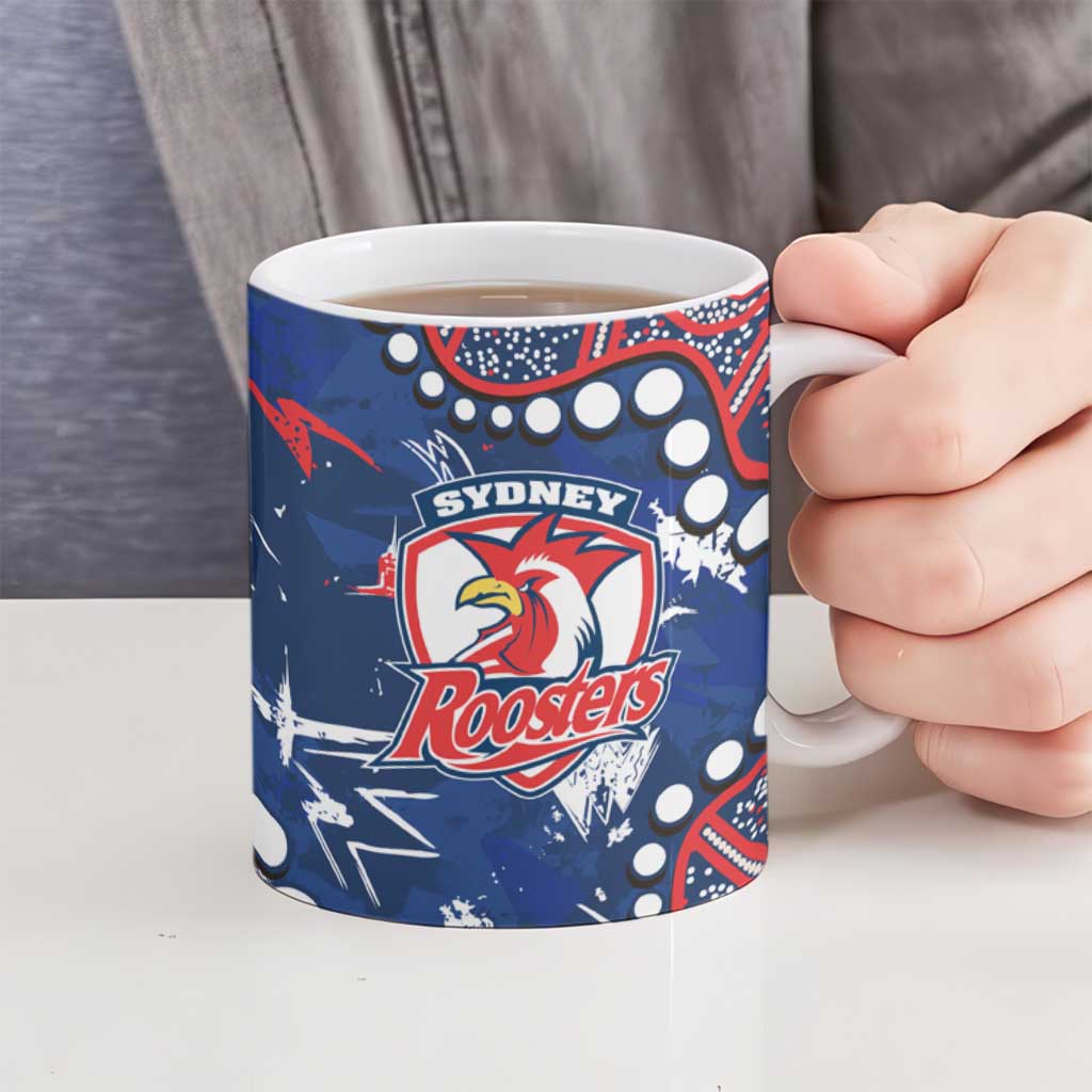 Personalized Sydney Roosters Ceramic Mug Aboriginal Pattern with Graffiti Style Design