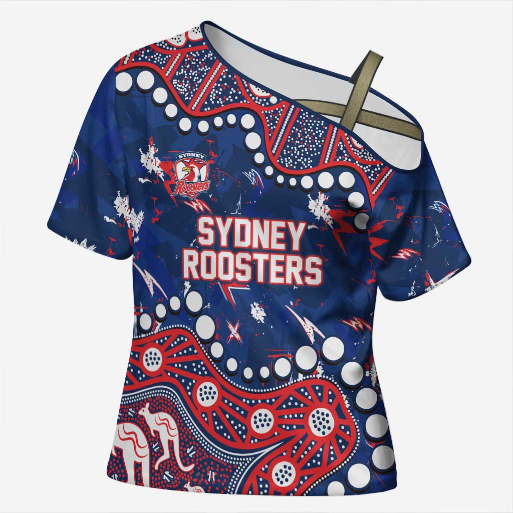 Personalized Sydney Roosters Cross Shoulder Shirt Aboriginal Pattern with Graffiti Style Design