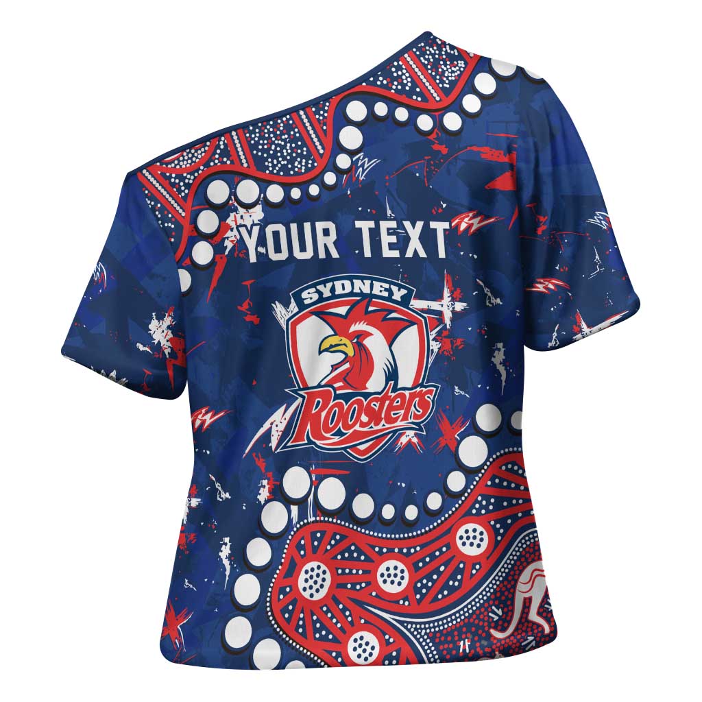 Personalized Sydney Roosters Cross Shoulder Shirt Aboriginal Pattern with Graffiti Style Design