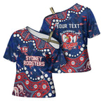 Personalized Sydney Roosters Cross Shoulder Shirt Aboriginal Pattern with Graffiti Style Design