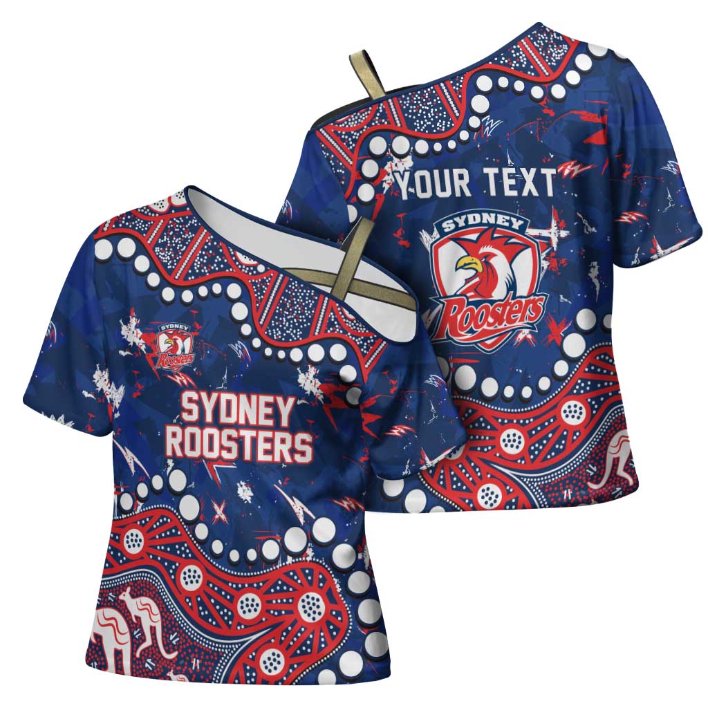 Personalized Sydney Roosters Cross Shoulder Shirt Aboriginal Pattern with Graffiti Style Design