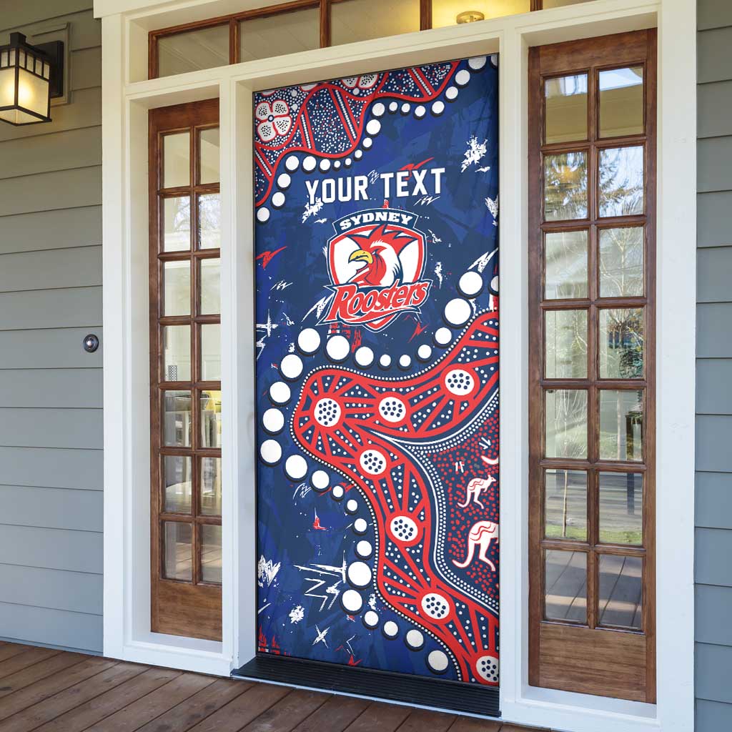 Personalized Sydney Roosters Door Cover Aboriginal Pattern with Graffiti Style Design