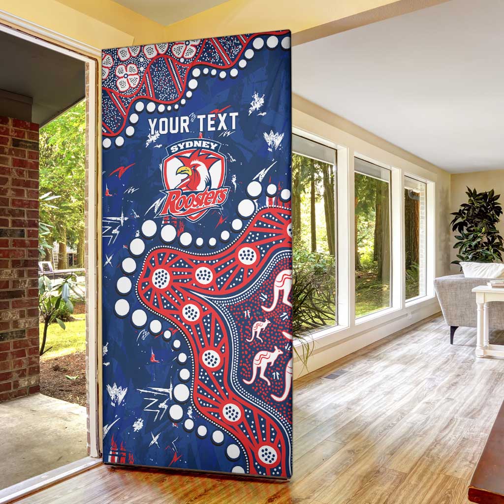 Personalized Sydney Roosters Door Cover Aboriginal Pattern with Graffiti Style Design