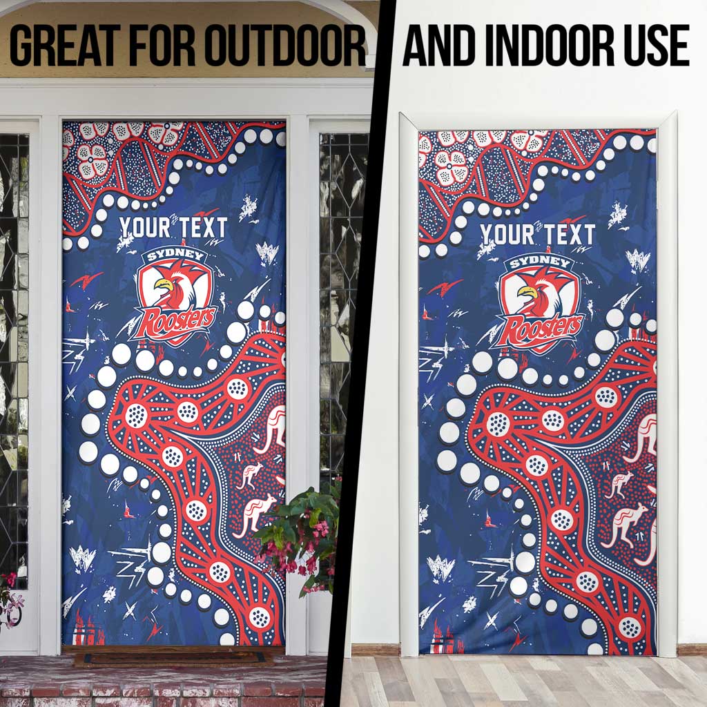 Personalized Sydney Roosters Door Cover Aboriginal Pattern with Graffiti Style Design
