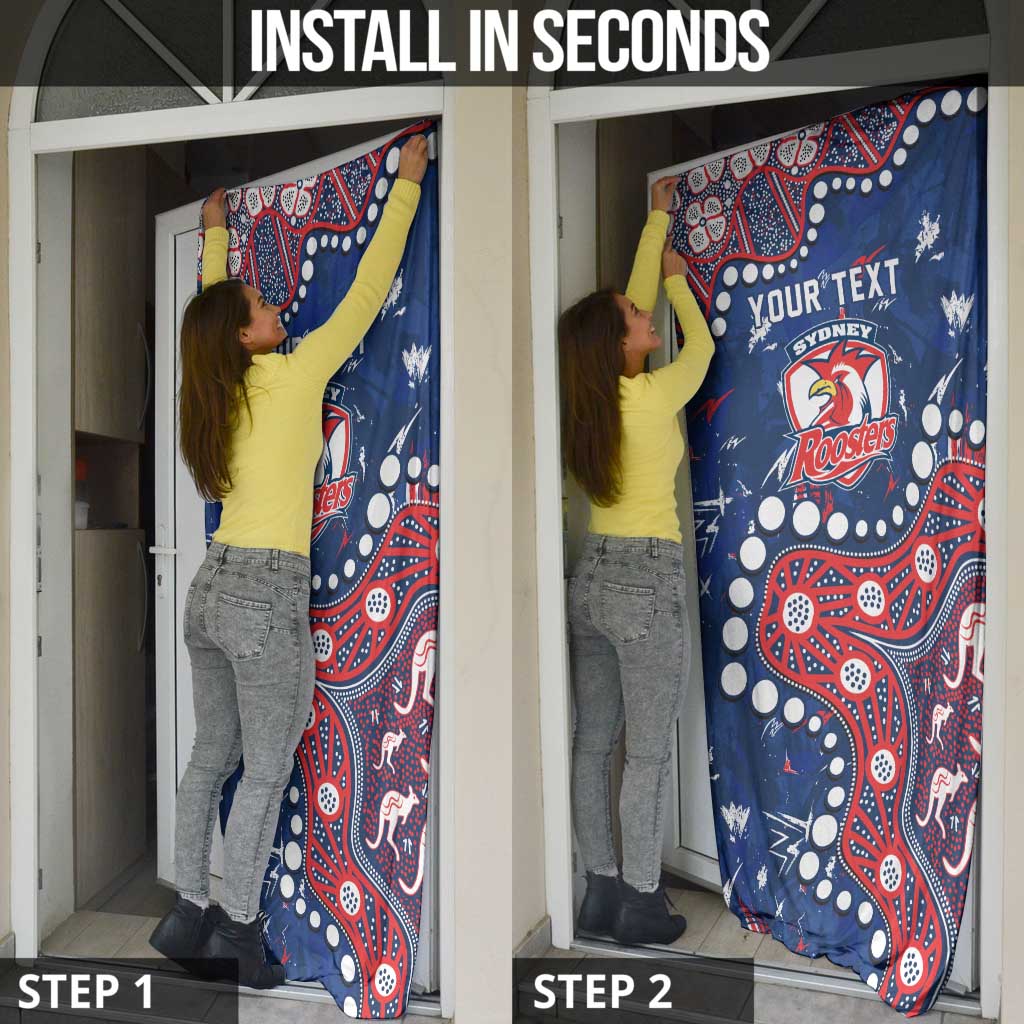 Personalized Sydney Roosters Door Cover Aboriginal Pattern with Graffiti Style Design