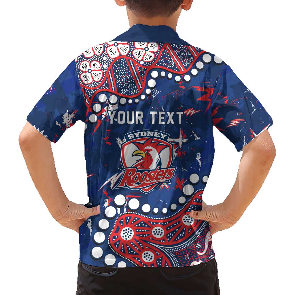 Personalized Sydney Roosters Family Matching Long Sleeve Bodycon Dress and Hawaiian Shirt Aboriginal Pattern with Graffiti Style Design