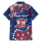 Personalized Sydney Roosters Family Matching Long Sleeve Bodycon Dress and Hawaiian Shirt Aboriginal Pattern with Graffiti Style Design