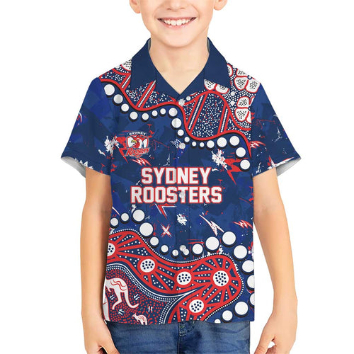 Personalized Sydney Roosters Family Matching Mermaid Dress and Hawaiian Shirt Aboriginal Pattern with Graffiti Style Design