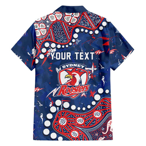 Personalized Sydney Roosters Family Matching Off The Shoulder Long Sleeve Dress and Hawaiian Shirt Aboriginal Pattern with Graffiti Style Design