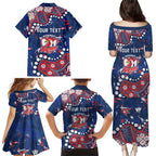 Personalized Sydney Roosters Family Matching Puletasi and Hawaiian Shirt Aboriginal Pattern with Graffiti Style Design