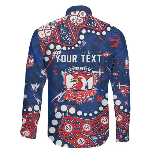 Personalized Sydney Roosters Family Matching Puletasi and Hawaiian Shirt Aboriginal Pattern with Graffiti Style Design