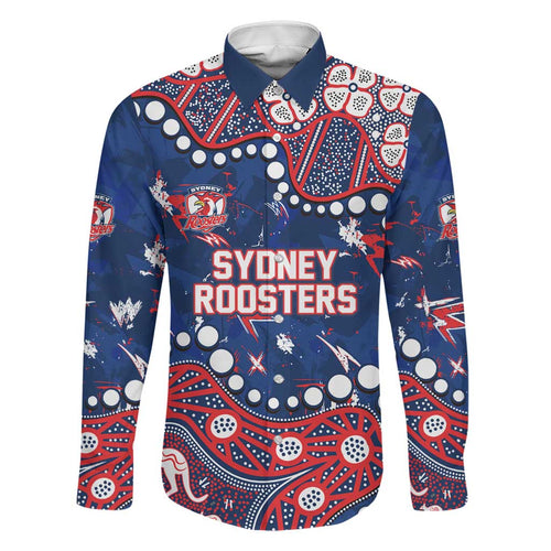 Personalized Sydney Roosters Family Matching Short Sleeve Bodycon Dress and Hawaiian Shirt Aboriginal Pattern with Graffiti Style Design