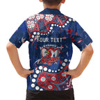Personalized Sydney Roosters Family Matching Summer Maxi Dress and Hawaiian Shirt Aboriginal Pattern with Graffiti Style Design