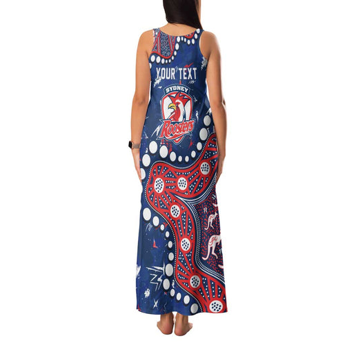 Personalized Sydney Roosters Family Matching Tank Maxi Dress and Hawaiian Shirt Aboriginal Pattern with Graffiti Style Design
