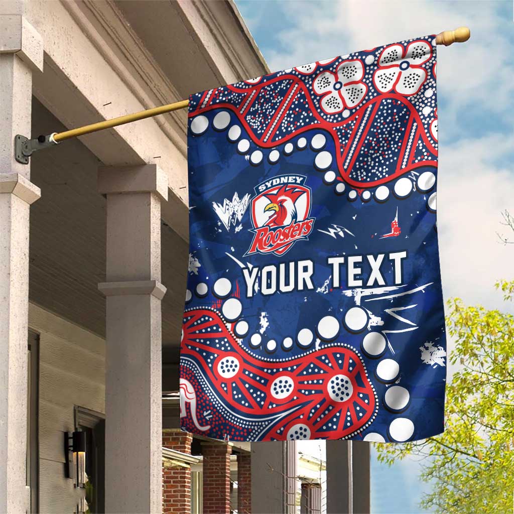 Personalized Sydney Roosters Garden Flag Aboriginal Pattern with Graffiti Style Design