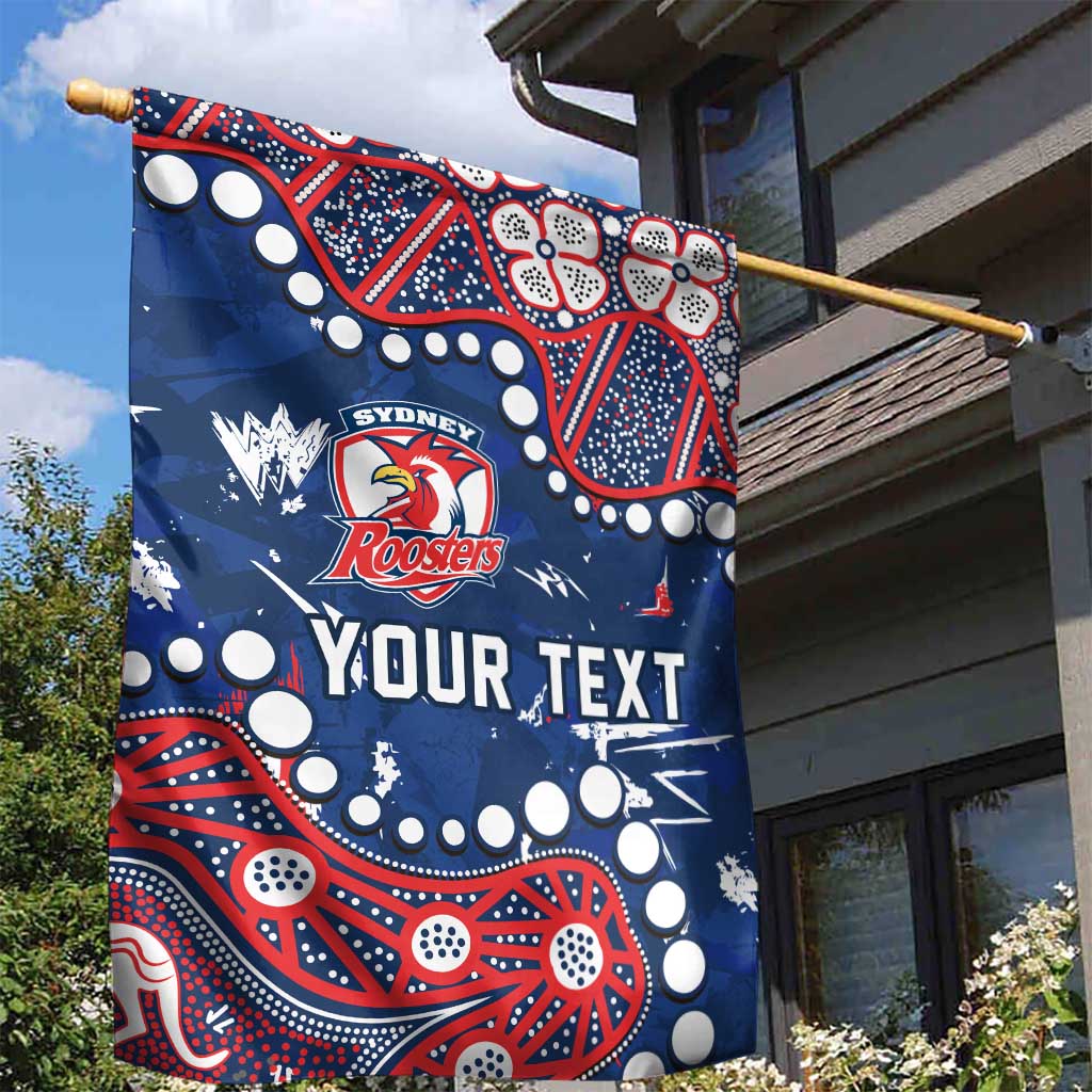 Personalized Sydney Roosters Garden Flag Aboriginal Pattern with Graffiti Style Design
