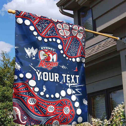 Personalized Sydney Roosters Garden Flag Aboriginal Pattern with Graffiti Style Design