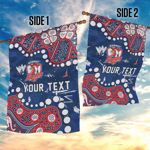 Personalized Sydney Roosters Garden Flag Aboriginal Pattern with Graffiti Style Design