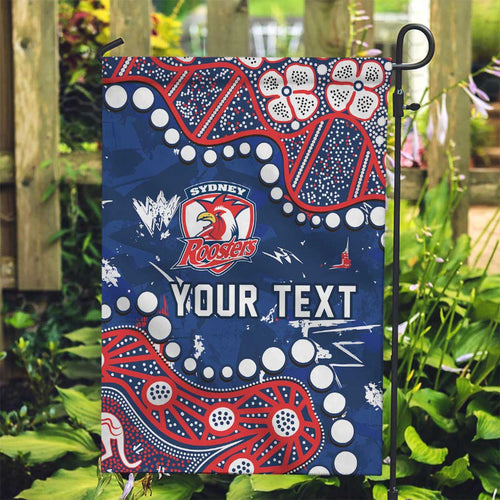 Personalized Sydney Roosters Garden Flag Aboriginal Pattern with Graffiti Style Design