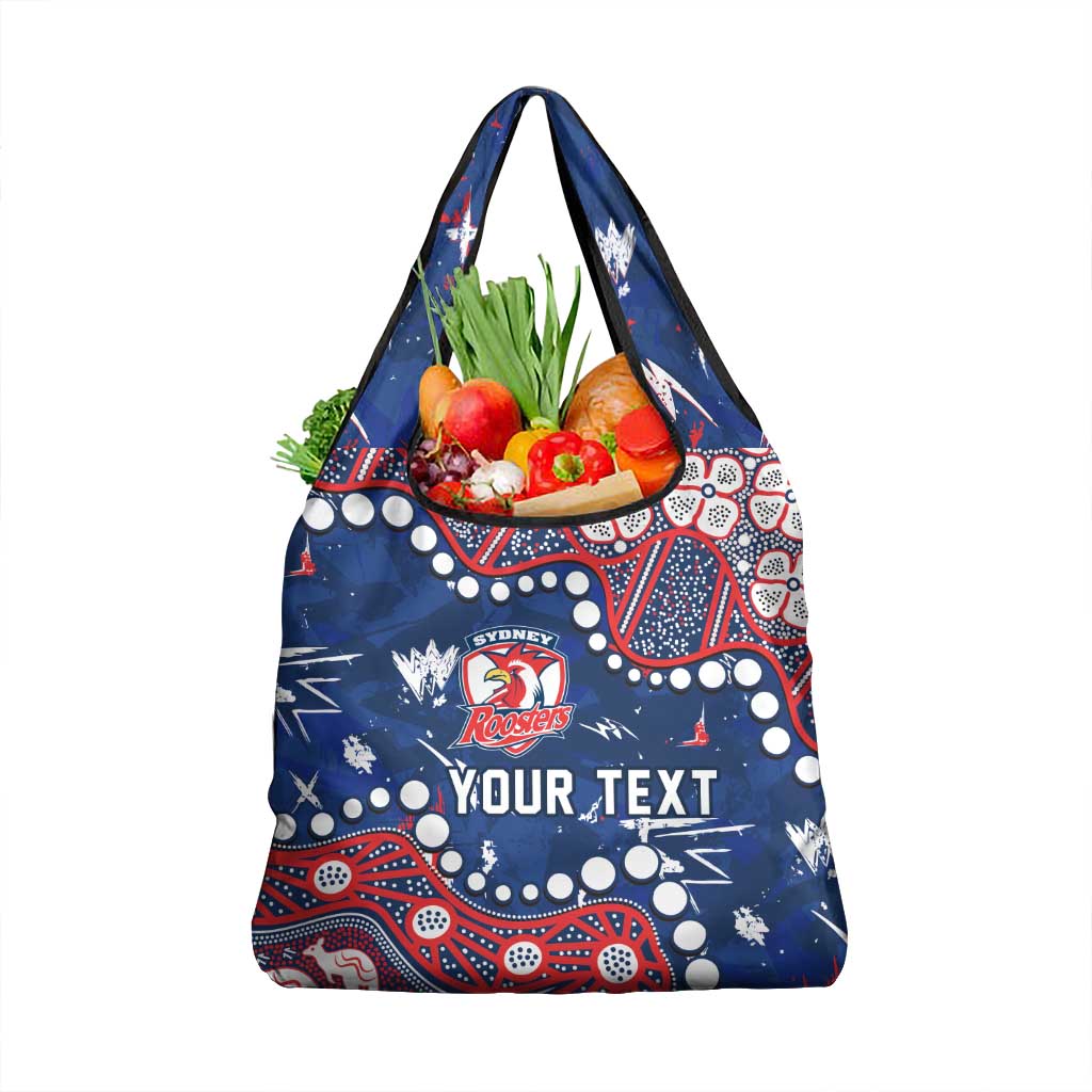 Personalized Sydney Roosters Grocery Bag Aboriginal Pattern with Graffiti Style Design
