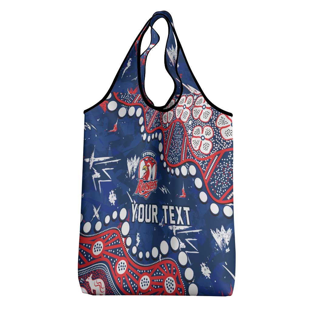 Personalized Sydney Roosters Grocery Bag Aboriginal Pattern with Graffiti Style Design