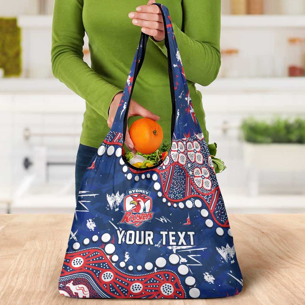 Personalized Sydney Roosters Grocery Bag Aboriginal Pattern with Graffiti Style Design