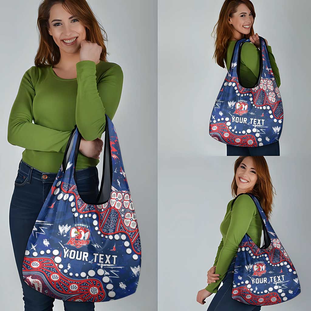 Personalized Sydney Roosters Grocery Bag Aboriginal Pattern with Graffiti Style Design