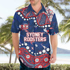 Personalized Sydney Roosters Hawaiian Shirt Aboriginal Pattern with Graffiti Style Design