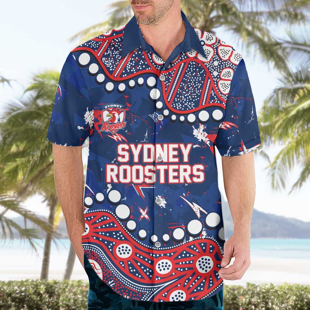 Personalized Sydney Roosters Hawaiian Shirt Aboriginal Pattern with Graffiti Style Design
