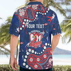 Personalized Sydney Roosters Hawaiian Shirt Aboriginal Pattern with Graffiti Style Design