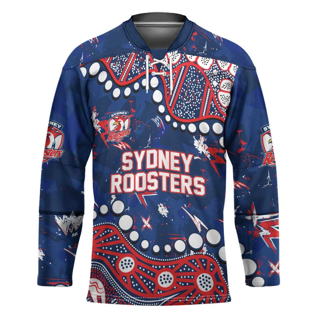 Personalized Sydney Roosters Hockey Jersey Aboriginal Pattern with Graffiti Style Design
