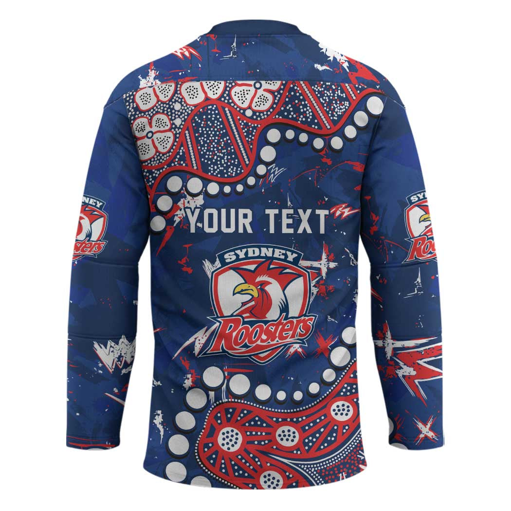 Personalized Sydney Roosters Hockey Jersey Aboriginal Pattern with Graffiti Style Design